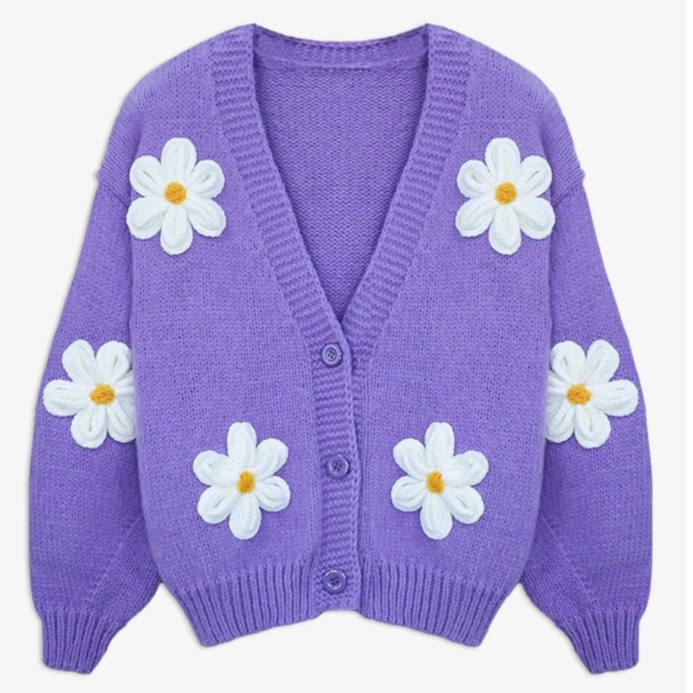 Purple Floral Women's Cardigan